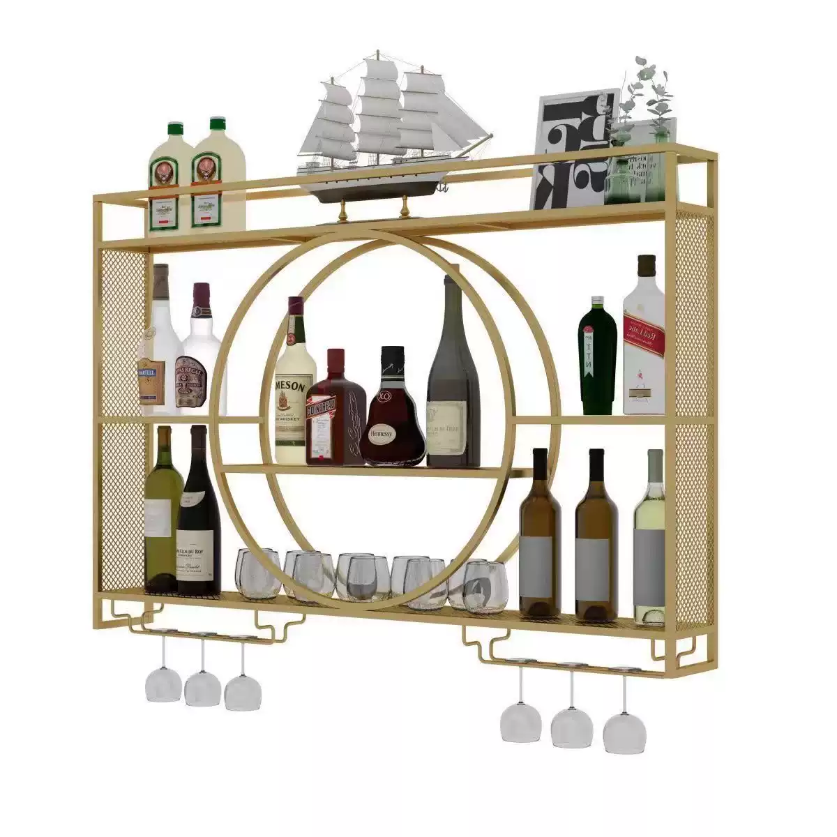 Wine Bottle Size - Luxe wijnrek voor dames, gouden hotelhangdisplay,
