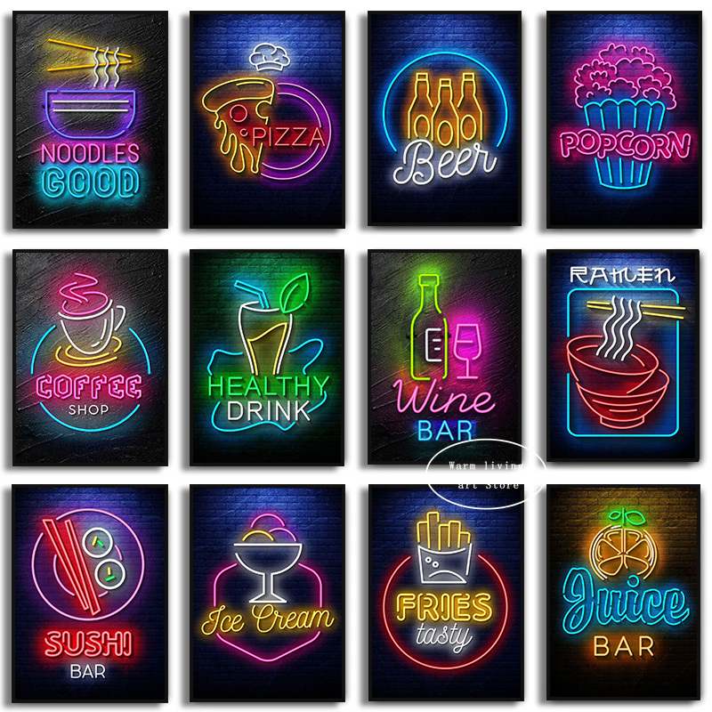 Wine Beer Pizza - Neon Food Ramen Sushi Pizza Bier