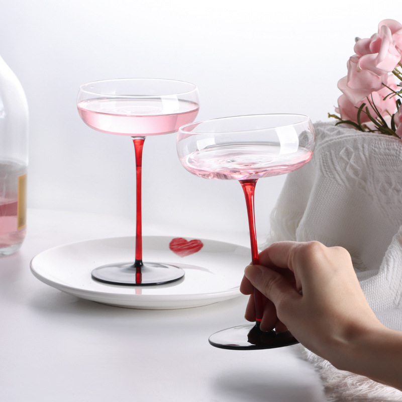 Wine Or Beer - 2/1Pcs 220Ml Crystal Rood Zwart Cocktail
